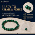 DAZCOLO Natural Gemstone Stretch Elastic Bracelet (Malachite)