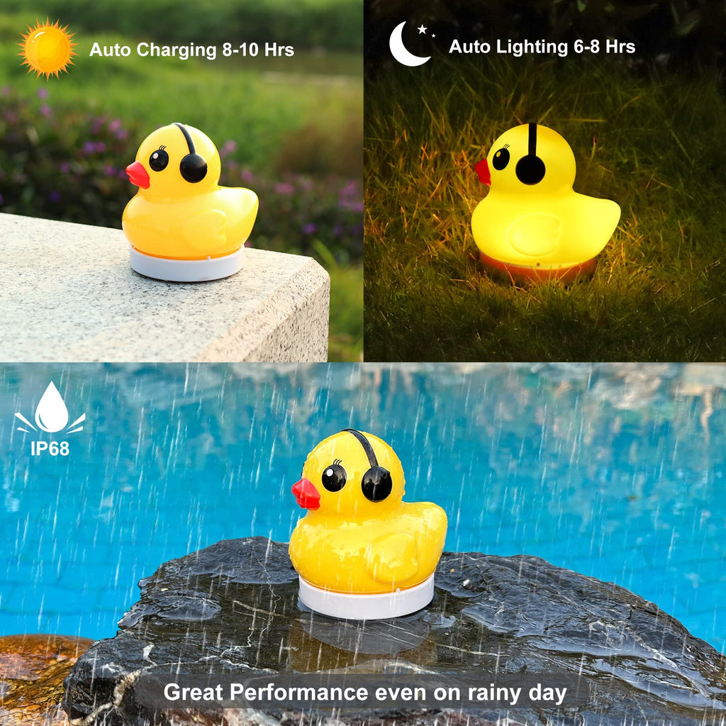 Goallim Solar Floating Pool Lights, 3" Duck Floating Pool Lights Solar Powered, IP68 Waterproof Glow in the Dark Pools Light that Float for Patio, Pond, Spa, Hot tub, Garden Party Decor - 4PCS