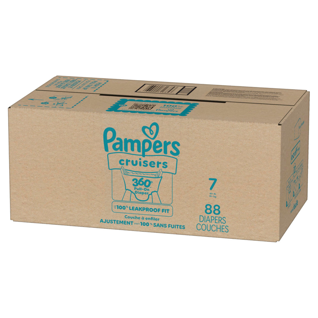 Pampers Diapers - Cruisers 360 - Size 7, 88 Count, up to 100% Leakproof Pull-On Diaper for Active Babies