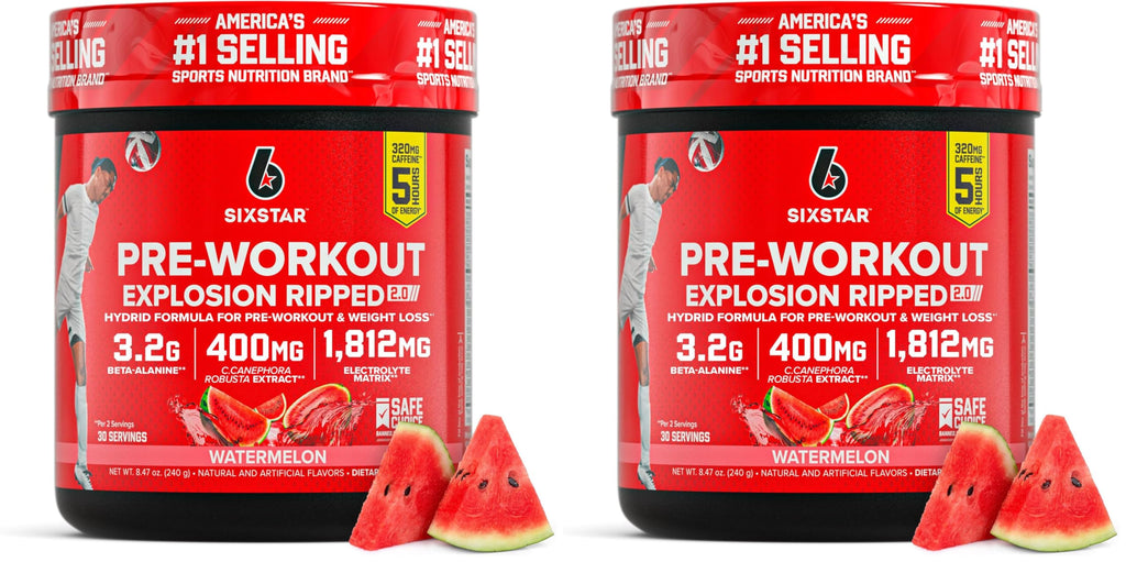 Six Star Pre-Workout Explosion,Watermelon (30 Servings)-Preworkout Energy Powder Supplement for Men&Women-Pre Workout Drink Mix with Creatine&Beta Alanine-Sports Nutrition Products,(Pack of 2)