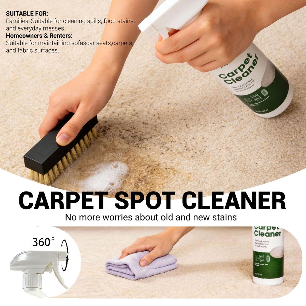 kanfort Carpet & Upholstery Cleaner 5-Piece Set, Fast Action Stain Remover for Furniture, Fabric, Sofa, Car Seats & Clothes - Includes Brush and Towel - Safe for Kids and Pets, Includes Brush & Towel