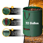 Reusable Yard Waste Bags - 3 Pack, 72 Gallon Lawn Bags with Reinforced Handles, Ideal for Grass, Leaves, and Yard Waste - Durable and Garden Waste Bags, Collapsible Lawn Leaf Bag, Leaf Bag Stand Up.