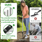 Iron Weeding Rake with Long Handle, Manual Weeder Tool for Garden | Upgraded Rake 8 Teeth Weed Puller Tool, Heavy Duty Weeder Remover Tool for Weeding, Cultivating & Soil Aeration
