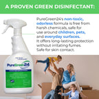 PureGreen24 Safe & Effective Disinfectant. Kills Deadly Germs including RSV COVID-19 Norovirus MRSA Staph 2026 flu Contains no toxic chemicals odorless child & pet safe 4 gallon bottles ready to use