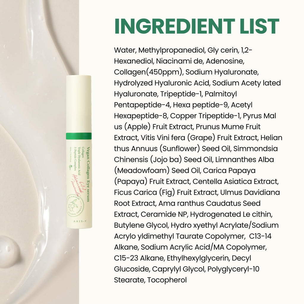 AXIS-Y Vegan Collagen Eye Serum with 2% Niacinamide, Peptides, 0.33 fl. oz.