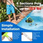 Mowend 【Upgrade】 Pool Net Total Length 6 Feet, Swimming Pool Skimmer Net with 6 Section Telescopic Aluminum Pole for Fast Cleaning Ponds, Hot Tub, and Spas, Pool Cleaner Supplies and Accessories