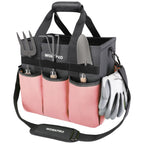 WORKPRO Garden Tool Bag, 10 Pockets and Shoulder Strap, Pink