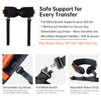NurtureCare Gait Belt, Upgraded with Metal Buckle & Detachable Leg Straps, 7 Reinforced Handles, Transfer & Lift Belt for Seniors & Elderly, Walking Support and Mobility Assistance (Orange, Medium)