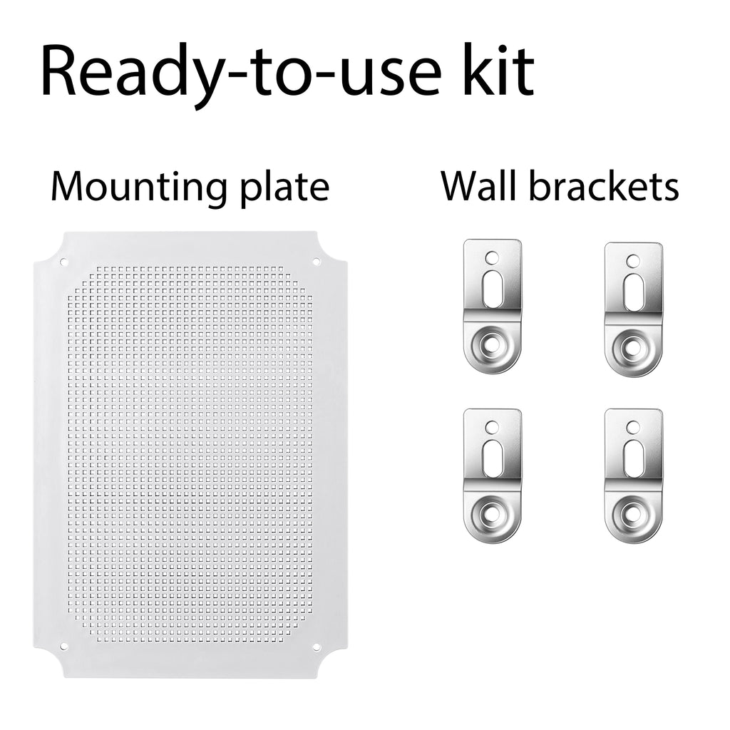 Gratury Junction Box, IP67 Waterproof Plastic Enclosure for Electrical Project, Hinged Grey Cover, Includes Mounting Plate and Wall Bracket (Grey Cover, 14.6"×10.6"×5.9")