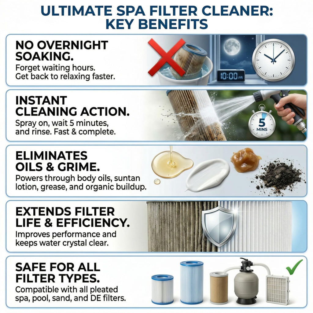 Black Diamond Stoneworks Ultimate Spa Filter Cleaner Fast-Acting Spray. Works Instantly on Hot Tub & Pool Filters Leaving Behind no Sticky Residue. Prolongs Filter Life and Pool Equipment. No Soaking