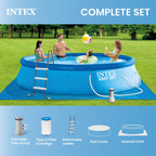 Intex Easy Set 15 ft x 42in Above Ground Pool Set, Round Inflatable Swimming Pool with 1000 GPH Cartridge Filter Pump, Ladder, Cover, & Ground Cloth