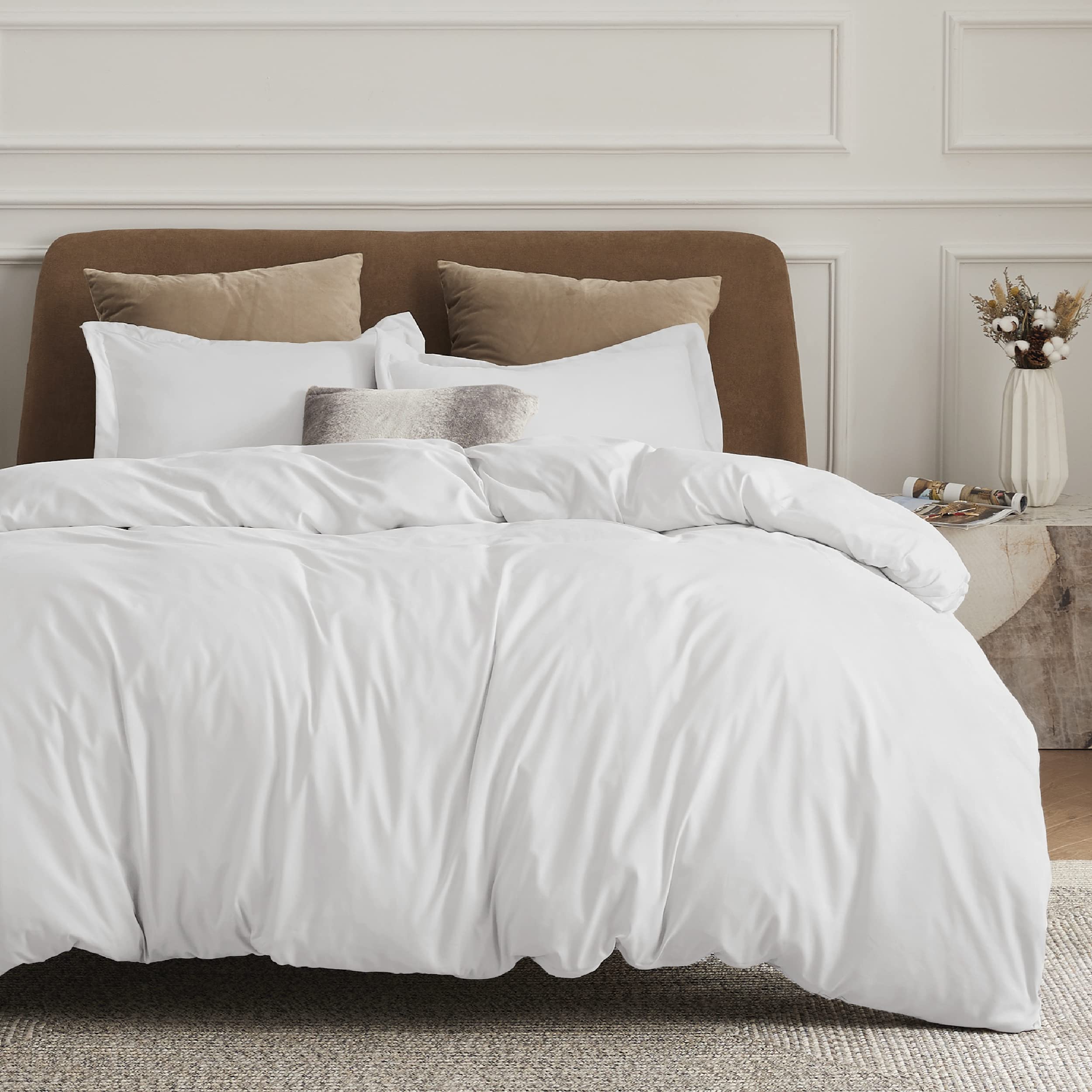 Bedsure Duvet Cover King Size - Soft Double Brushed Bedding Set for Kids & Adults, Zipper Closure, 3 Pieces, Includes 1 Duvet Cover (104"x90") & 2 Pillow Shams, NO Comforter, White
