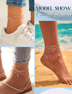ORAZIO Toe Rings Ankle Bracelets for Women Rose Gold Adjustable Anklet