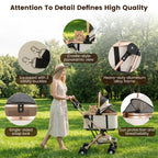 Gereat Dog Stroller for Small & Medium Dogs & Cats, Foldable Pet Stroller Wagon Carries Up to 44 lbs, Dog Wagon with Storage Basket and Cup Holders, Plus a Removable Portable Pet Carrier