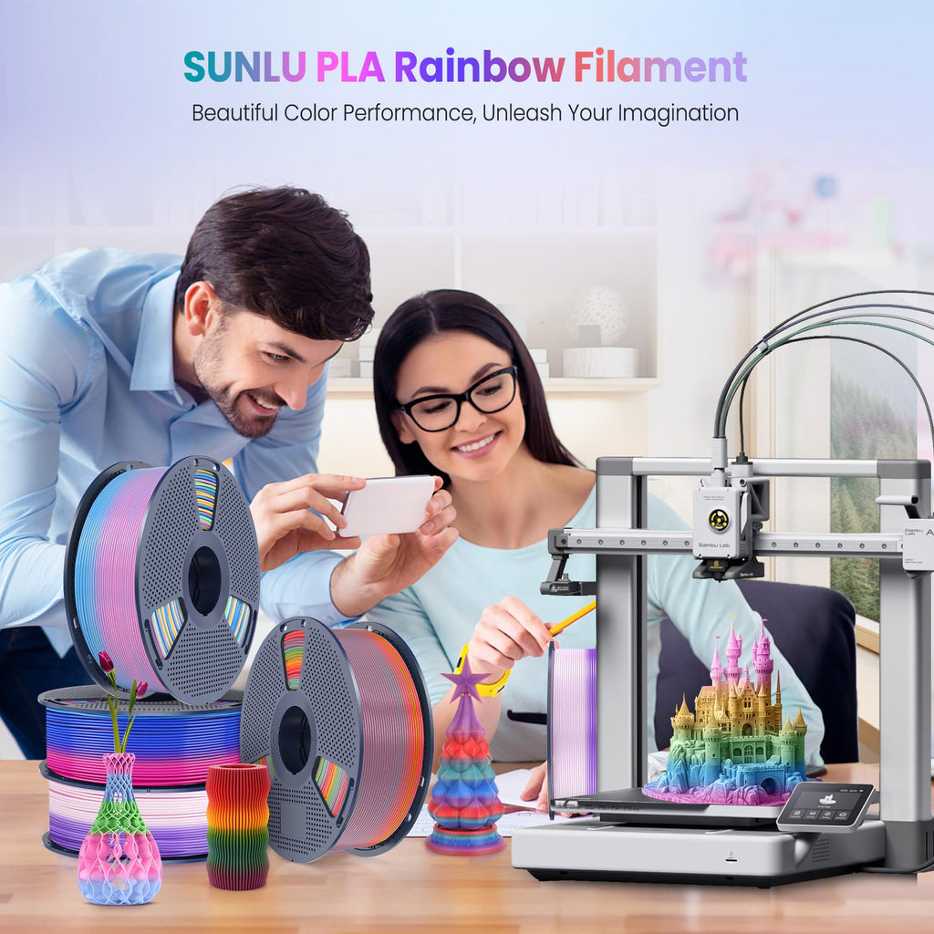 SUNLU Rainbow PLA Filament 1.75mm, 4kg in Total, PLA Rainbow 01-04