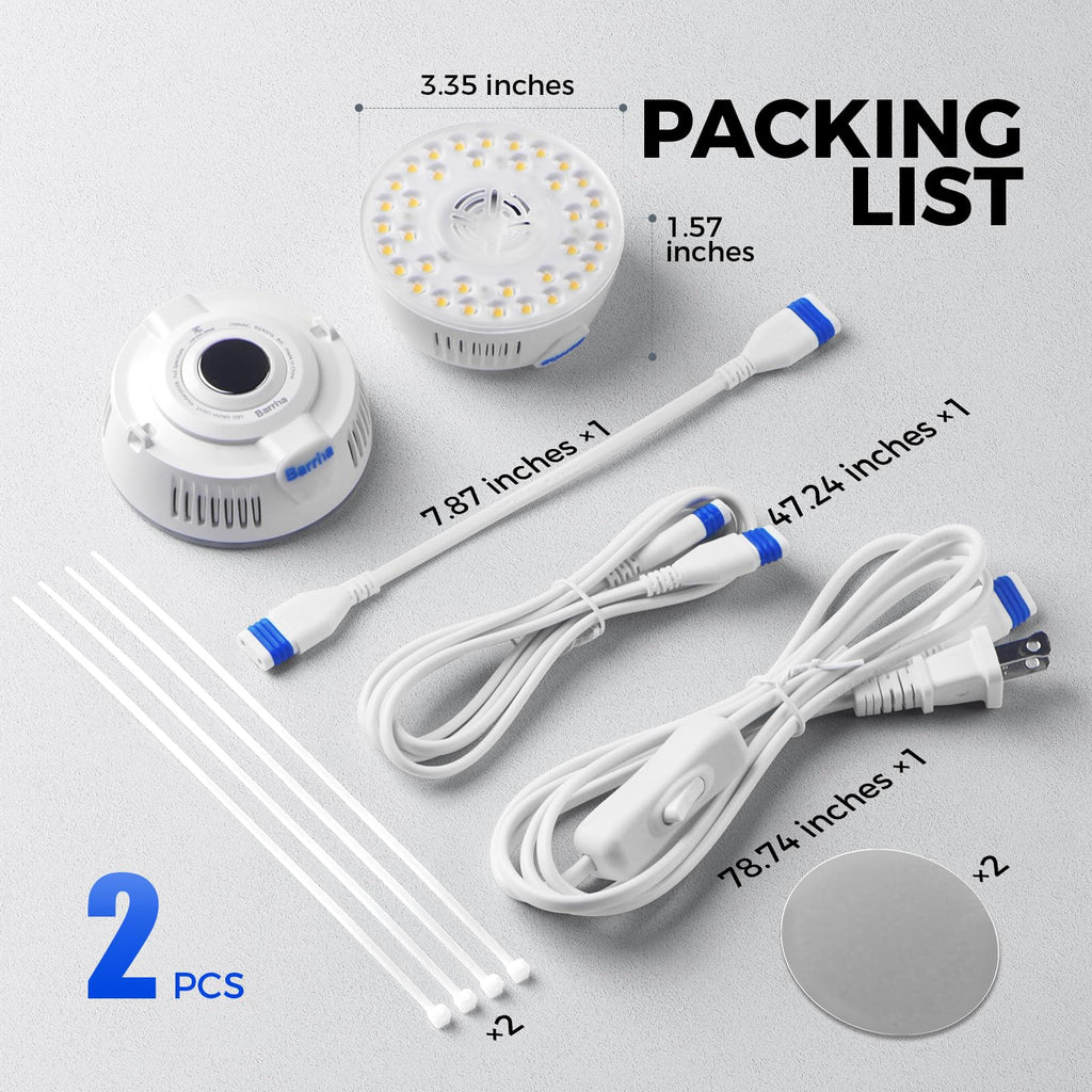 Barrina Orbgrow OG09 Puck Grow Light, 18W(2 x 9W), 5000K, 2 Packs, White