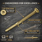 Yaocom 200 Pcs #14 x 3-1/4" Trailer Deck Screws Bulk Self Tapping Trailer Screws Wood to Metal with Star Head Self Drilling Reamer for Trailers Flatbeds Fastening Wood to Steel Metal Construction