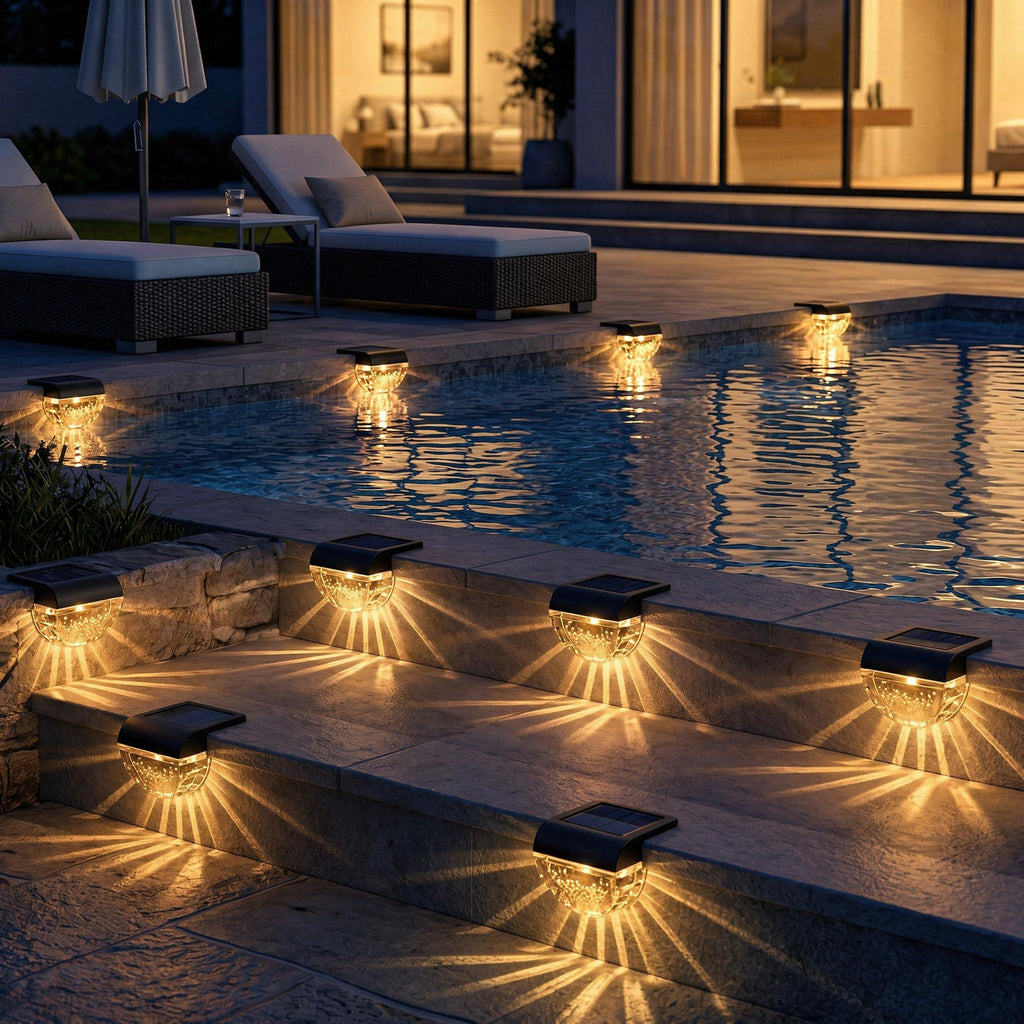 Melunar 16 Pack Solar Deck Lights Outdoor, Solar Step Lights Waterproof for Outside, Yard, Patio, Garden, Pool, Railing, Stairs, Fence (Warm White)