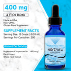 Absonutrix Huperzine-A Liquid Supplement 400 mcg, 200 Servings per Bottle of 4oz, Made in USA, Quick Absorption, Quality Potent Ingredients, Non-GMO, GMP Certified Facility, Cruelty-Free Products