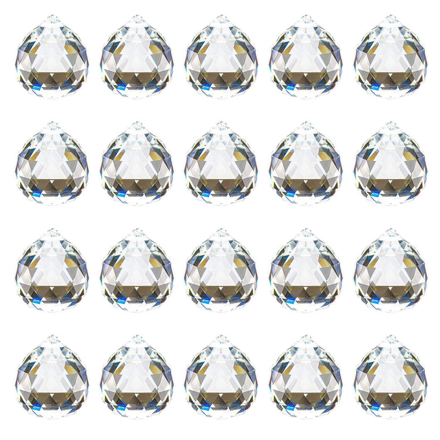 Yesland 20 Pack Upgraded Crystal Ball Prism 40mm / 1.57 Inch Decorative Ball - Suncatcher Rainbow Pendants Maker - Perfect for Chandelier Window & Wedding Decoration