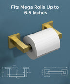 FORIOUS Toilet Paper Holder Wall Mount, Stainless Steel Rustproof Double Post Pivoting Tissue Roll Holder for Bathroom, Commercial Toilet Paper Dispenser (Brushed Gold, Square)