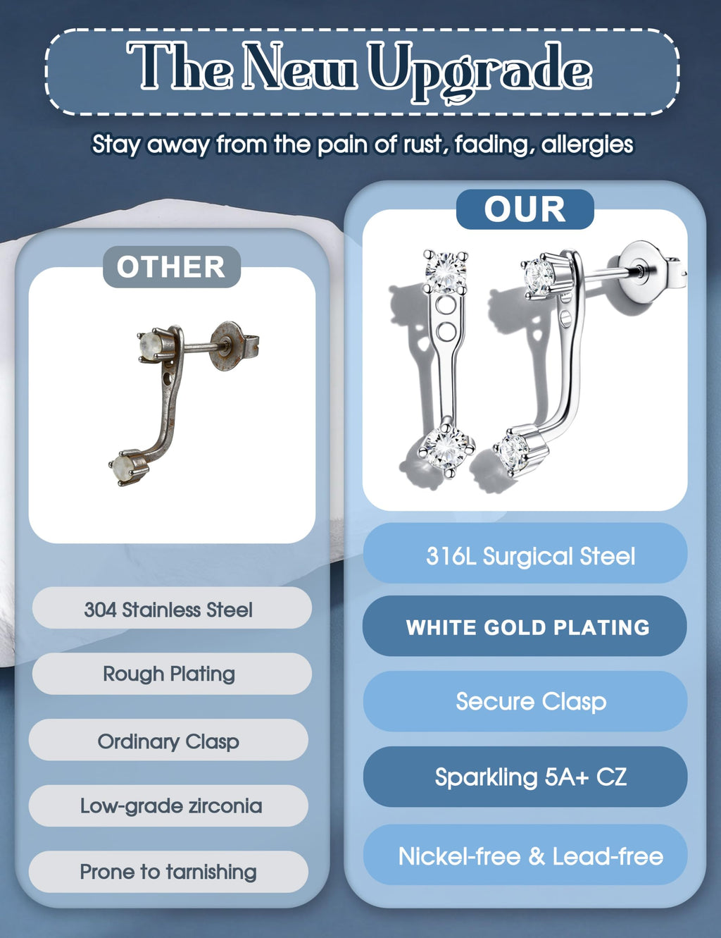 ADRAMATA Hypoallergenic Silver Earrings Stack for Women - 7Pairs Surgical Steel Small Huggie Hoop Stud Earrings Set Cartilage Jewelry Trendy Christmas Gifts Stylish