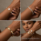 PDWZNBA 18K Gold-Plated Bracelet Set – Floral Clover, Tennis, Twist Cuff, Classic Gold-plated Bangle Stainless Steel, Non Tarnish, Stackable Bracelet Gift for Women
