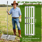 30" x 10" Lawn Leveling Rake, 304 Stainless Steel Soil or Dirt Leveler Tool