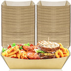 MotBach 100 Pack 5LB Extra Large Paper Food Boats Trays Disposable Paper Boat, Heavy Duty Kraft Food Serving Tray Boat Basket for Snack Popcorn Sandwich Burger Taco BBQ Dessert Fries Nacho