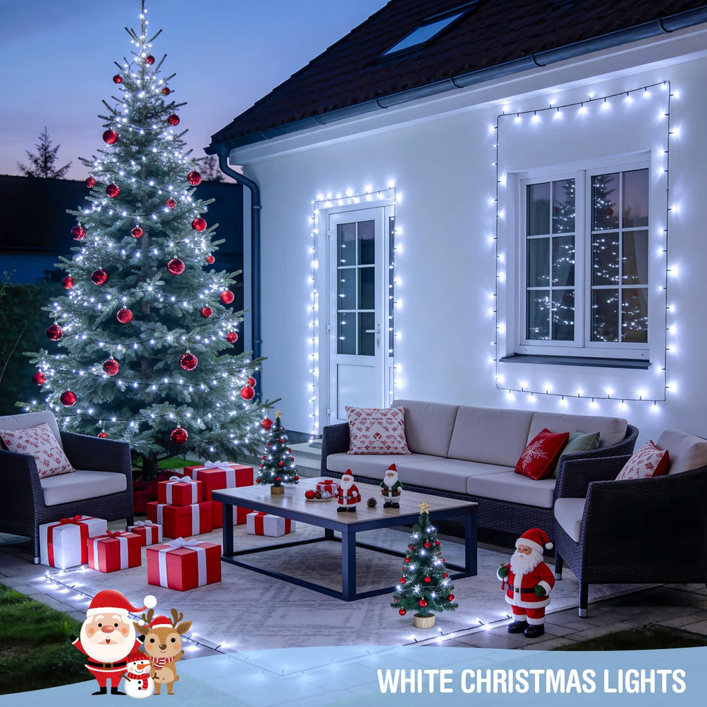JMEXSUSS 250 LED White Christmas Lights Outdoor, String Lights Plug in