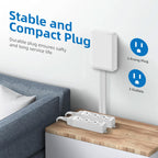 TiFFCOFiO Flat Plug Outlet Strip, 6 Feet Extension Cord 3 Prong, 3 Grounded Outlets with Mounting Holes, 13A/1625W, 16 AWG (Twin Outlets with Cover)