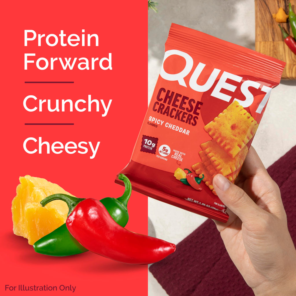 Quest Nutrition Cheese Crackers,Spicy Cheddar,10g of Protein,Low Carb,Made with Real Cheese,Protein Snack,4 Count (Pack of 2)