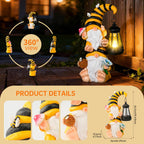 Solar Gnome Garden Decor with LED Lantern,Outdoor Gnomes Statues