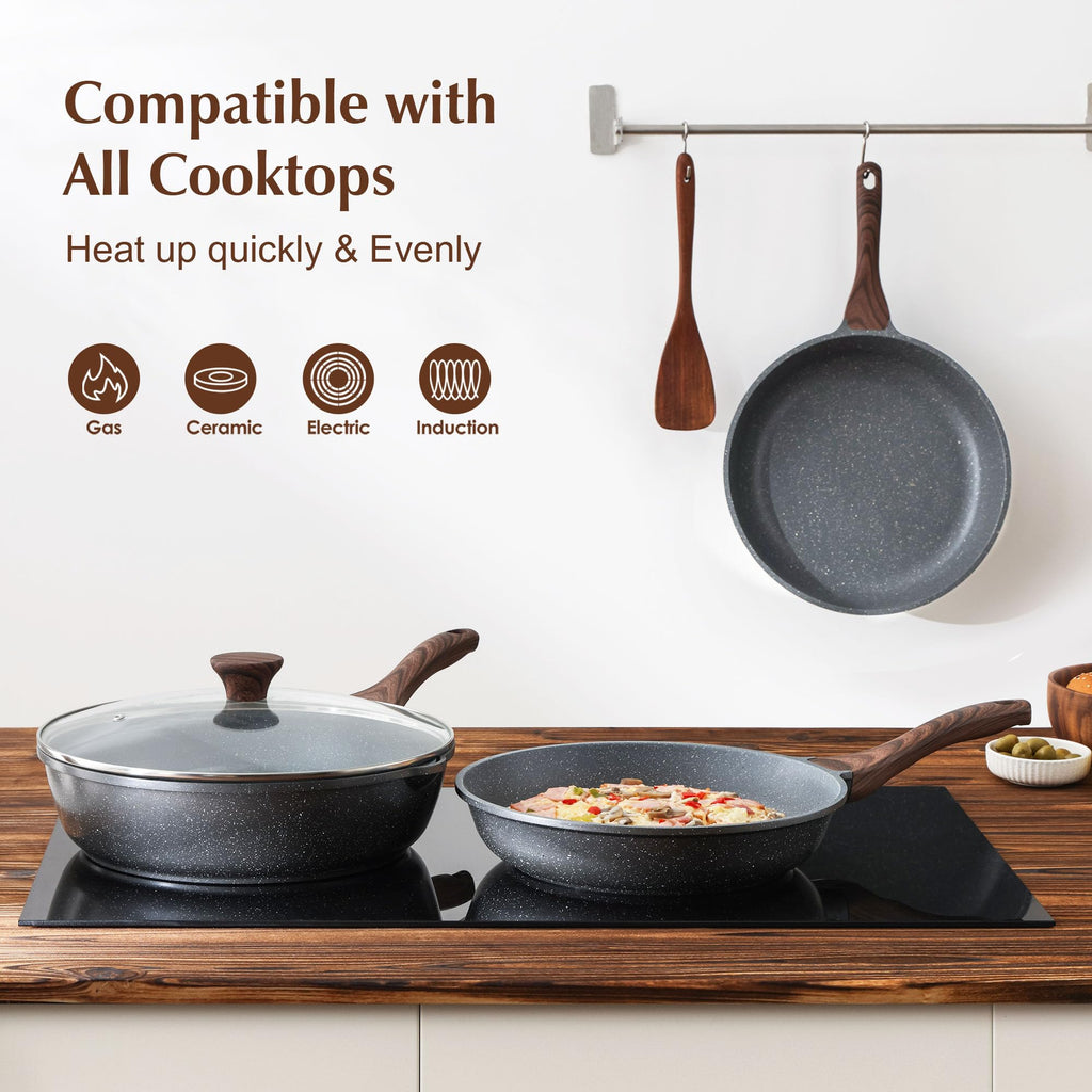 SENSARTE Nonstick Frying Pan Skillet, 9.5-inch Swiss Granite Omelette Pan