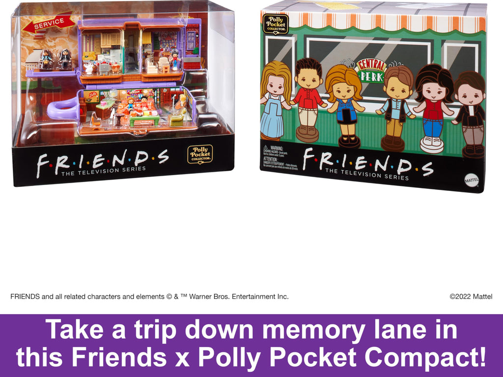 Polly Pocket Friends Compact Playset with 6 Character Dolls & 9 Accessories, Coffee Cup Exterior, Collectible Toy