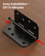 4" X 4" Black Door Hinges – 6 Pack Matte Black Door Hinges with 5/8" Radius, Rounded Interior Heavy Duty 4 Inch Black Hinge for Front and Exterior Doors