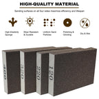 4 Pack Hand Sanding Sponge Set -120 220 320 400 Grit- Coarse Medium Fine Grit Sanding Block, Sander Sponges for Wood-Working Drywall Metal, Washable and Reusable Sponge for Rust Removal Polishing