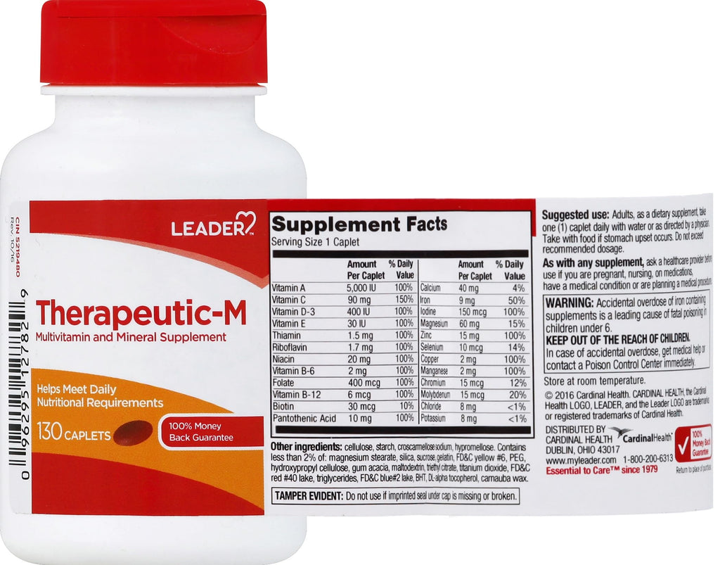 Leader Therapeutic-M Multi-Mineral Caplets 130 Ct. Comprehensive Daily Nutritional Support