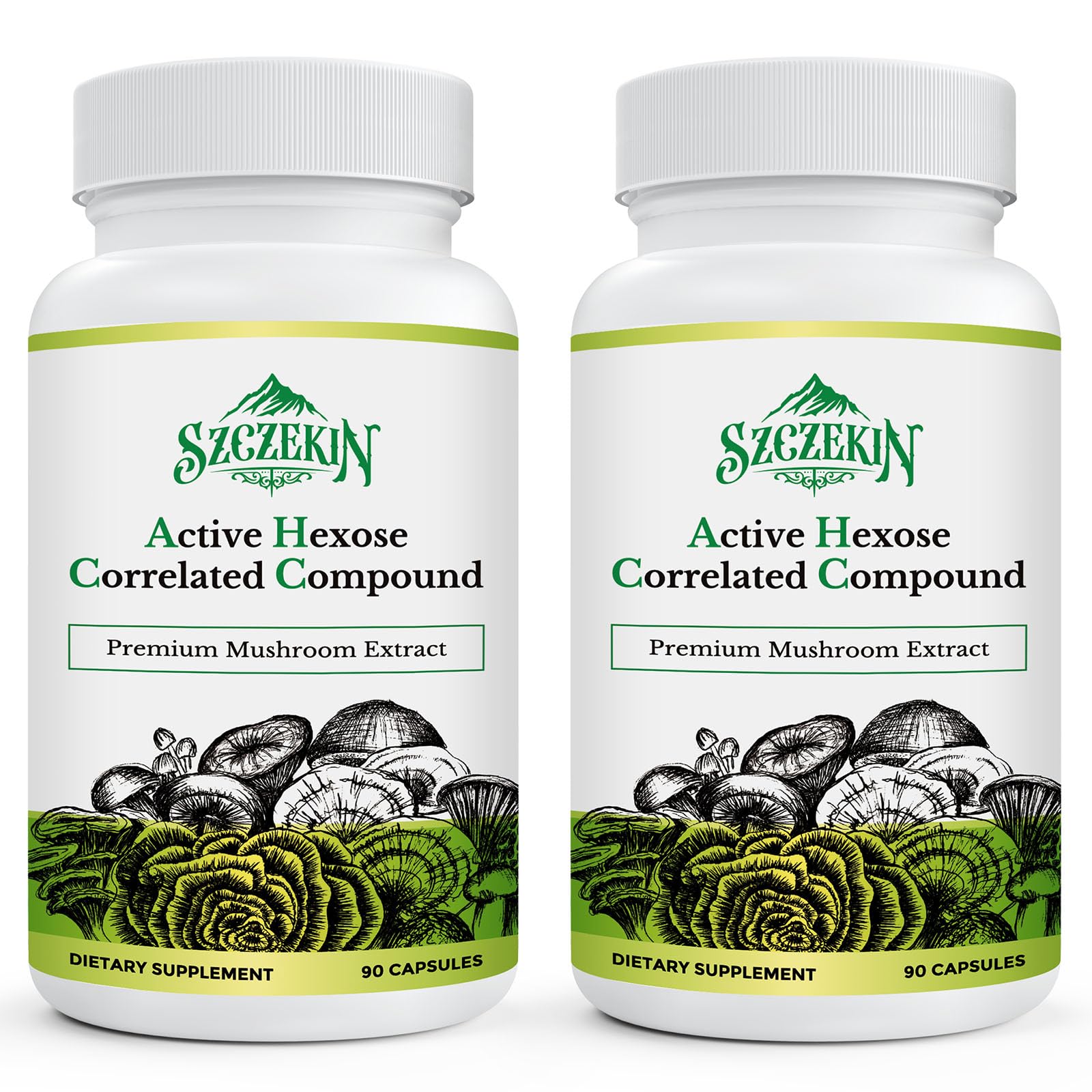 SZCZEKIN Active Hexose Correlated Compound 1500 mg Supplement, Natural 8 Mushroom Extract Supplement, Immune System, Liver Function, Natural Killer and T Cells Activity, 180 Veggie Capsules