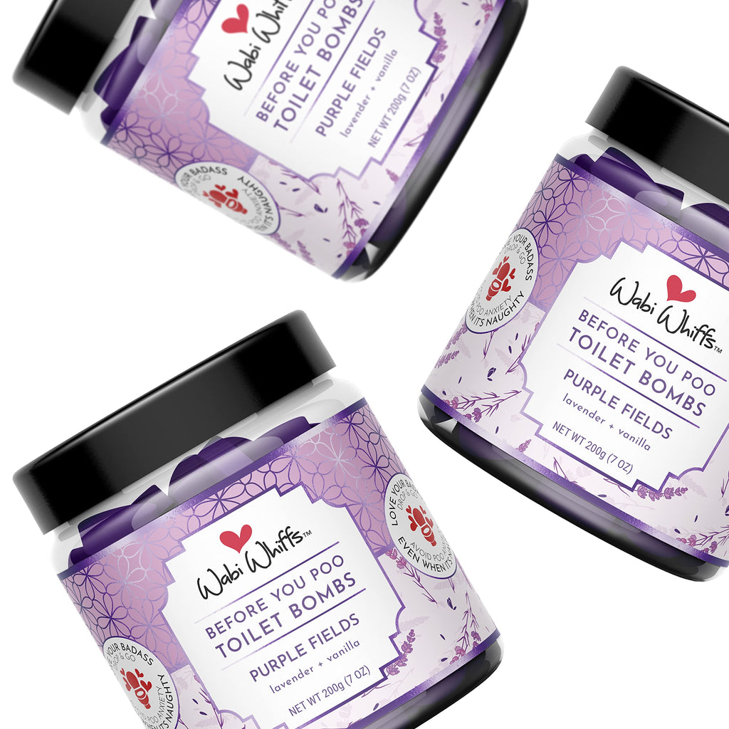Wabi Whiffs Fizzing Toilet Bombs – Purple Fields | Natural Bathroom Deodorizer | Odor Eliminator Tablets For Freshness & Cleanliness | Eco-Friendly Septic Safe Tablets | 60 Count |