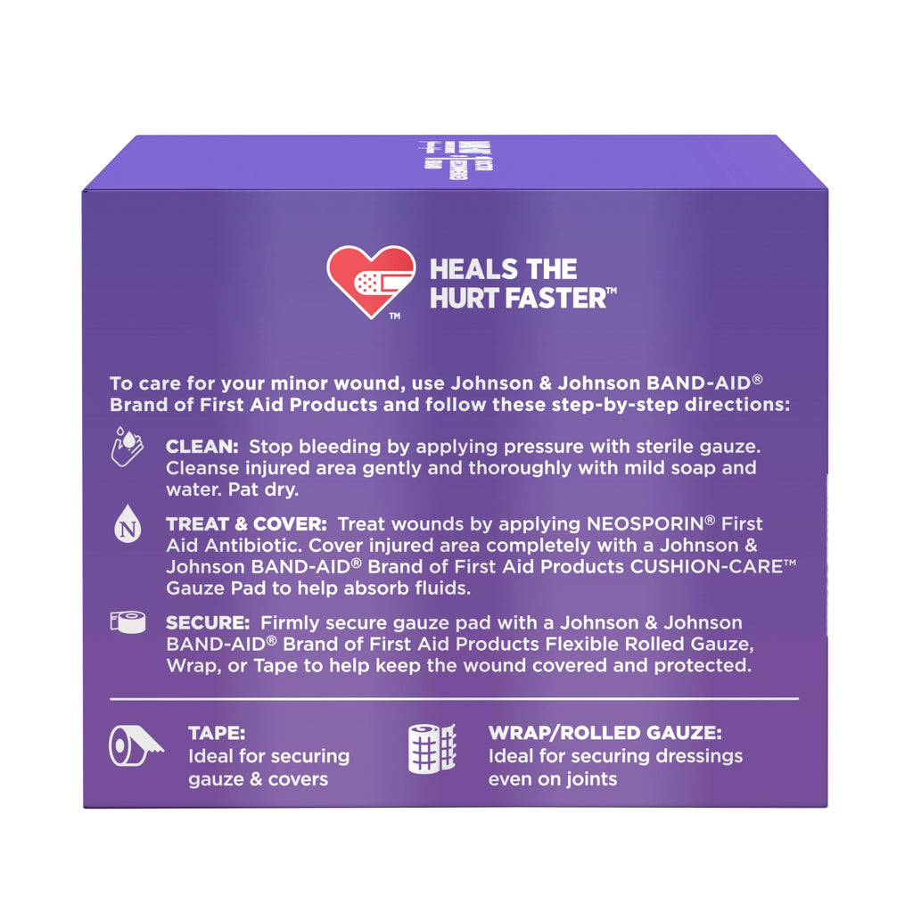 Band-Aid Brand Absorbent Cushion Care Sterile Square Gauze Pads for First Aid Protection of Minor Cut, Scrapes & Burns, Non-Adhesive, Wound Care Dressing Pads, Small, 2 in x 2 in, 3 Pack