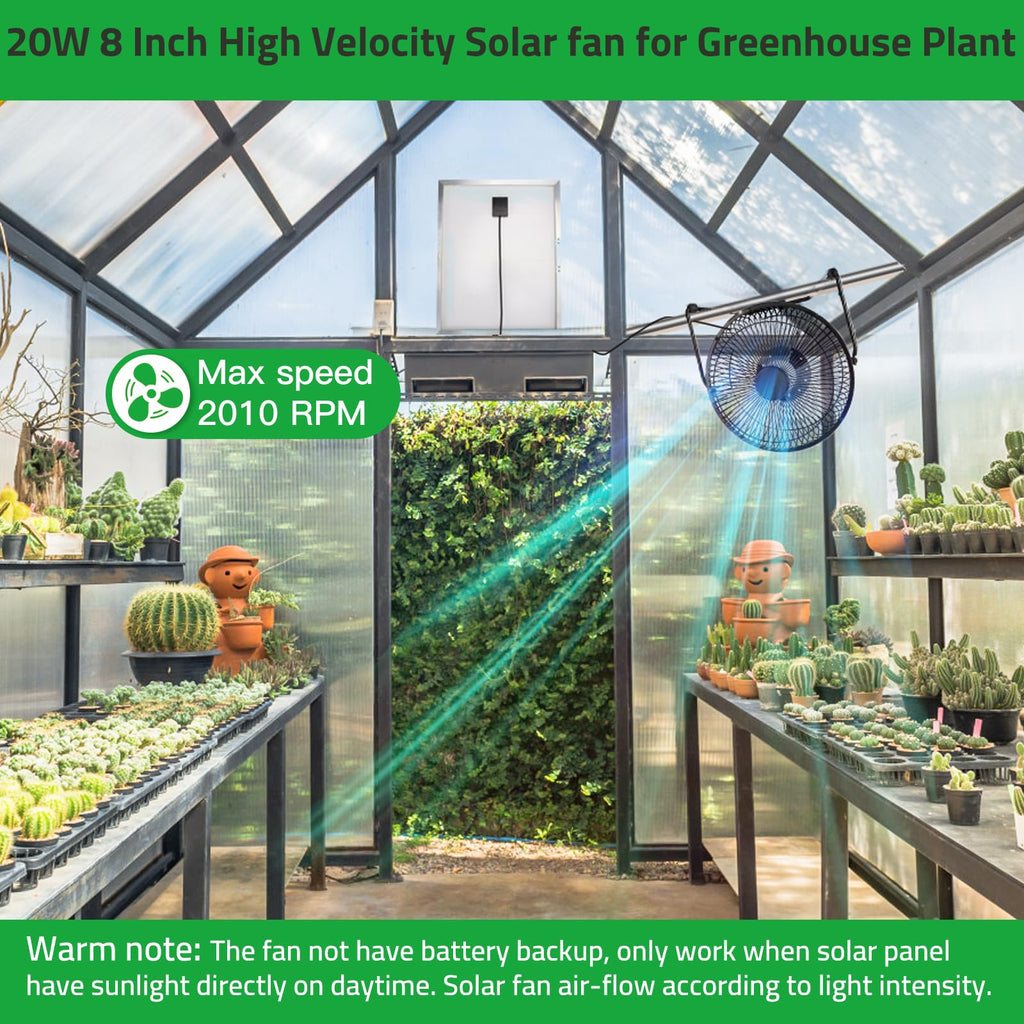 blessny 8" Solar Fan for Greenhouse, Chicken Coop, Pet House, Shed