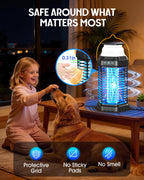 GTERT Solar Bug Zapper Outdoor, Rechargeable Mosquito & Fly Zapper with Auto ON/Off, 6000mAh Long-Lasting, Foldable Camping Light, Solar & USB Powered Bug Zapper for Patio, Camping & Indoor Use
