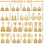 Nosiny 16 Pairs Jhumka Indian Earrings for Women Bell Dangle,Gold
