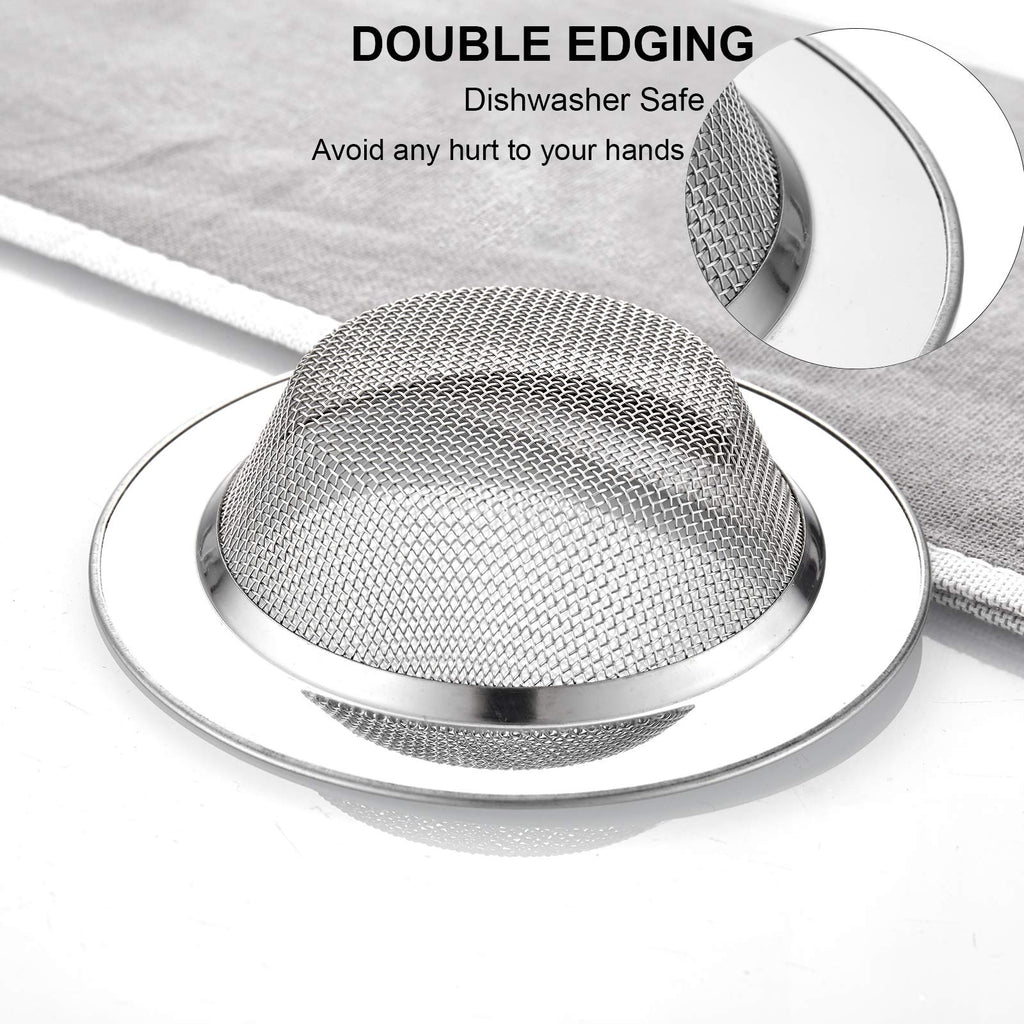LASSHSWA 4 PCS Kitchen Sink Strainer Stainless Steel, Kitchen Sink Drain Strainer，Sink Strainers with Large Wide Rim 4.5" Diameter for Kitchen Sinks