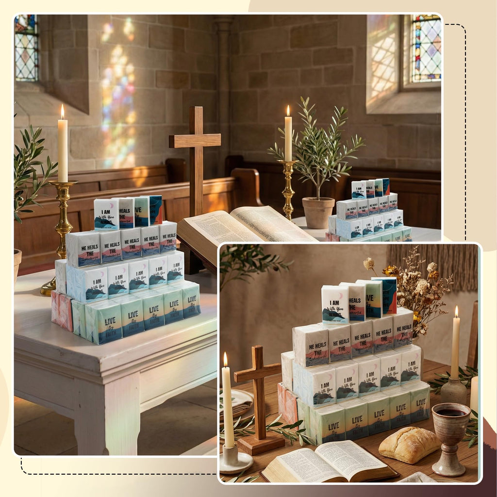 NatNarr 100 Pack Travel Tissue Pocket Tissues, Bulk 1000 Sheet Mini Tissues 3 Ply Small Travel Size Paper Individual Pocket Size for Easter Weddings Birthdays Travel Picnics（Bible）