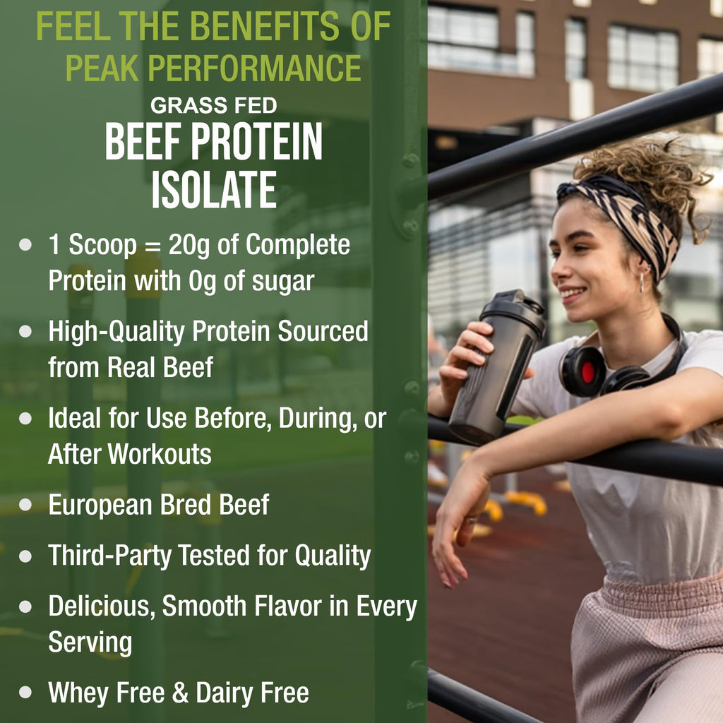 Grass Fed Beef Protein Powder - Lactose Free Great Tasting Beef Protein Isolate. Complete Animal Based Non Dairy Paleo Carnivore Supplement for Prime Muscle Building. No Whey. Salted Caramel Flavor
