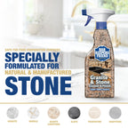 Bar Keepers Friend Granite & Stone Cleaner & Polish (25.4 oz) Granite Cleaner for Use on Natural, Manufactured & Polished Stone, Quartz, Silestone, Soapstone, Marble - Countertop Cleaner & Polish (2)