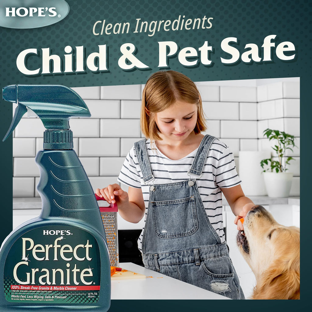 HOPE'S Perfect Granite & Marble Countertop Cleaner Refill, Stain Remover and Polish, Streak-Free, Ammonia-Free, 67.6 Ounce, Pack of 1