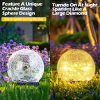 Coroor Garden Solar Ball Lights Outdoor Waterproof, 30 LED Cracked Glass Globe Solar Power Ground Lights for Path Yard Patio Lawn, Christmas Decoration Landscape Warm White(2 Pack 3.9'')